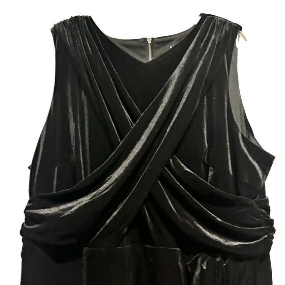 Eloquii Womens Velvet Asymmetrical Mock Neck Dress Size 20 Black Sleeveless Midi - Picture 4 of 10